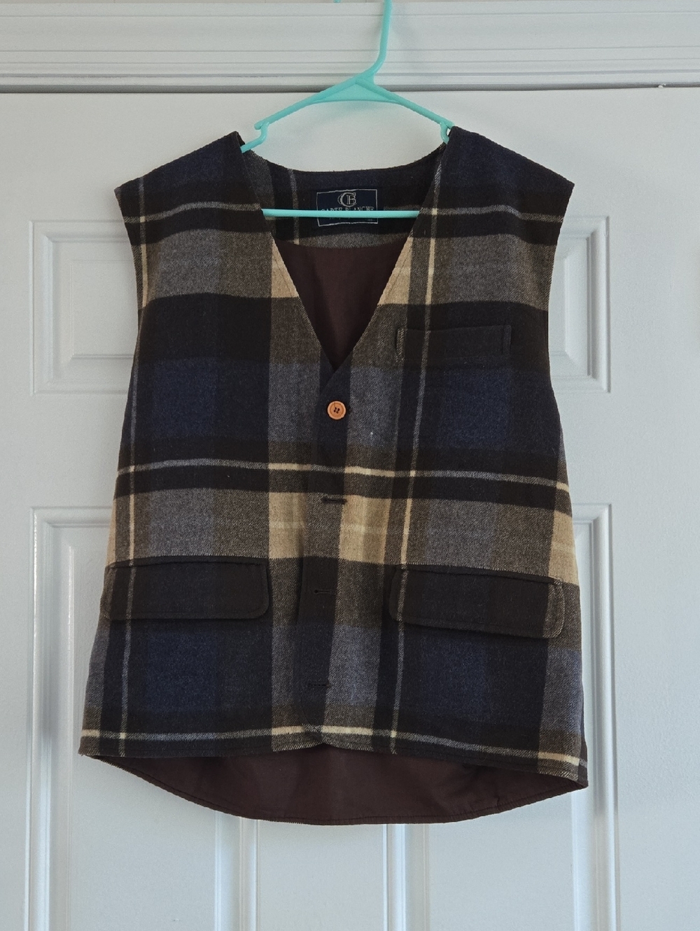 Vintage Plaid Wool-Blend Vest L